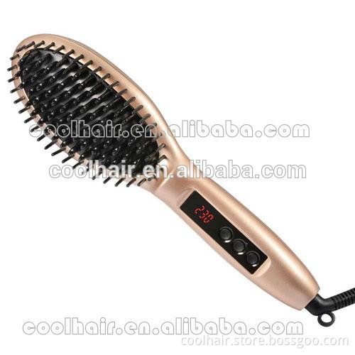 Gold color pro electric comb hair brush straightener